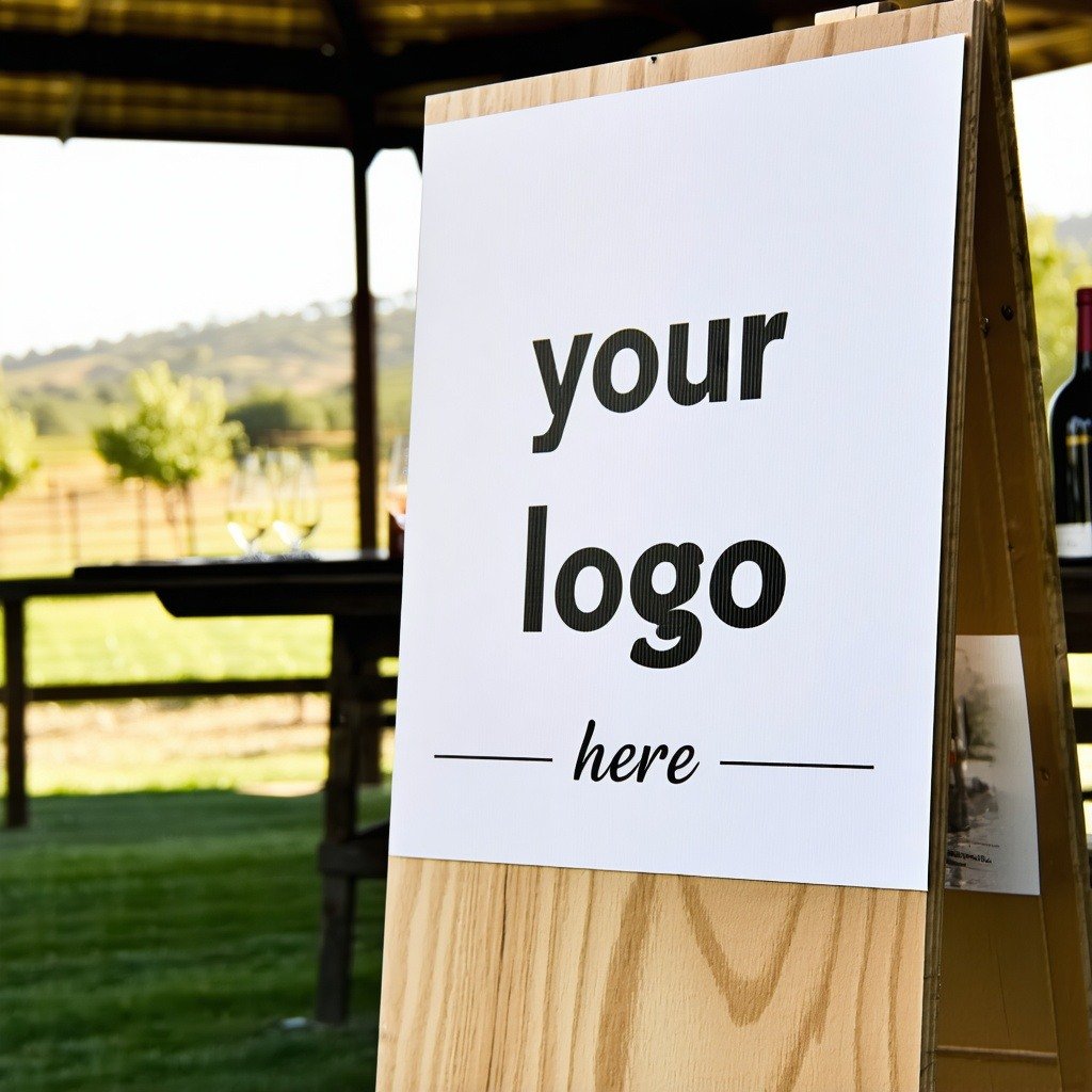 example of Signage for Sponsors for events showing your logo here at a winery gala